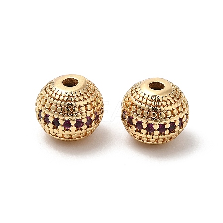 Brass Micro Pave Cubic Zirconia Beads KK-B074-75A-G-1