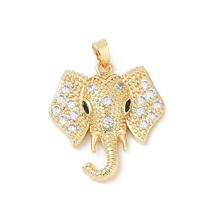 Brass Micro Pave Clear Cubic Zirconia Pendants KK-R213-21G-1