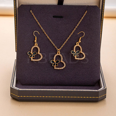 Alloy Rhinestone & Enamel Pendant Necklaces & Dangle Earrings Sets for Women FS-WGD52C4-12-1