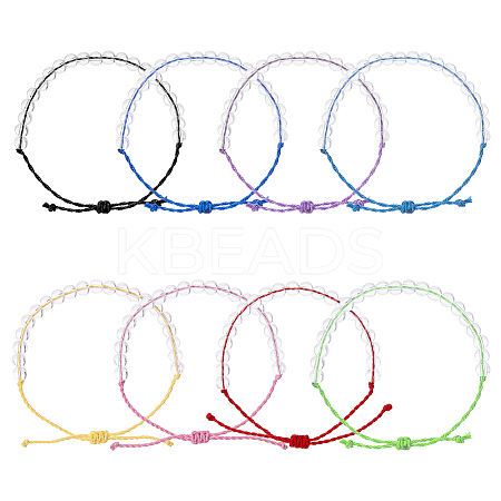 8Pcs 8 Colors Natural Quartz Crystal Braided Bead Bracelets Set BJEW-FI0001-36-1
