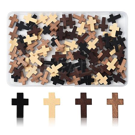 100Pcs 4 Colors Wooden Pendants WOOD-FS0001-50-1