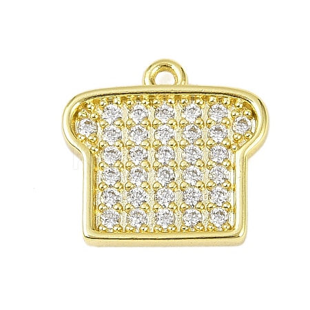 Brass Micro Pave Clear Cubic Zirconia Charms KK-L238-18G-1