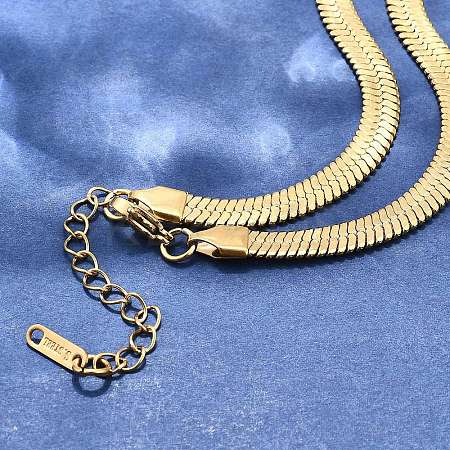 Ion Plating(IP) 304 Stainless Steel Herringbone Chain Necklace for Men Women X-NJEW-E076-03E-G-1