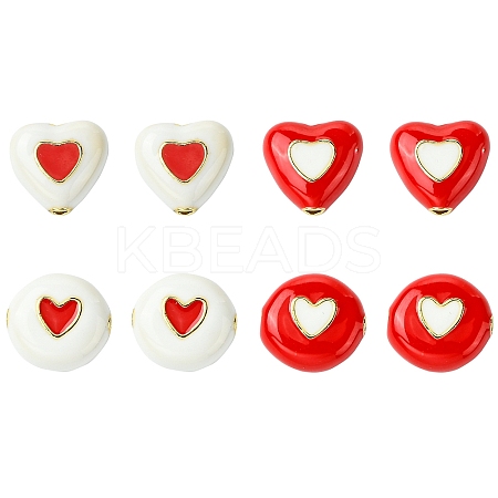8Pcs 4 Styles Brass Enamel Beads KK-CJ0002-93-1