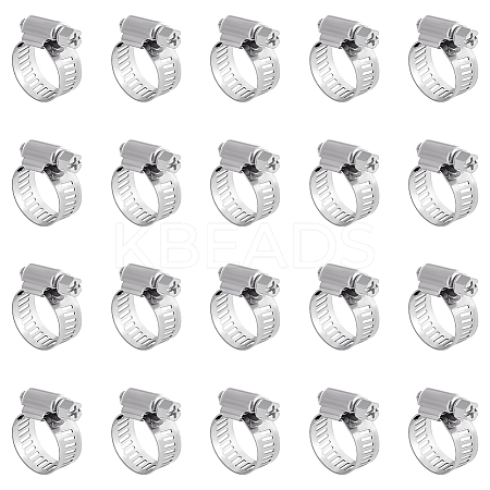 20Pcs 201 Stainless Steel with Iron Adjustable Worm Gear Hose Clamps STAS-UN0060-93A-1