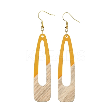 Two Tone Resin & Wood Dangle Earrings EJEW-JE05508-01-1