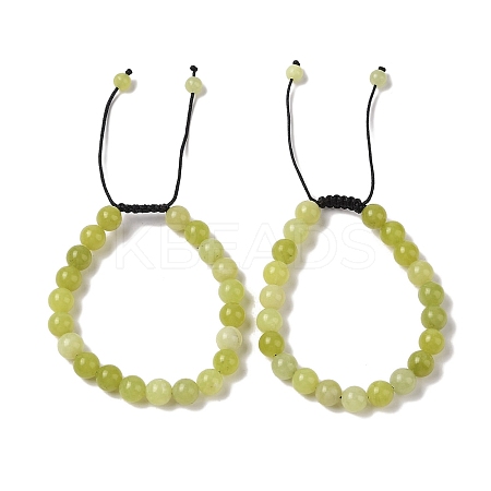 8mm Round Natural Lemon Jade Braided Bead Bracelets BJEW-C067-01B-02-1