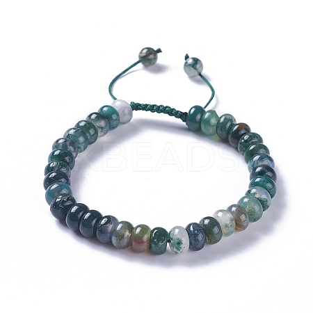 Adjustable Natural Indian Agate Braided Bead Bracelets BJEW-F369-A04-1