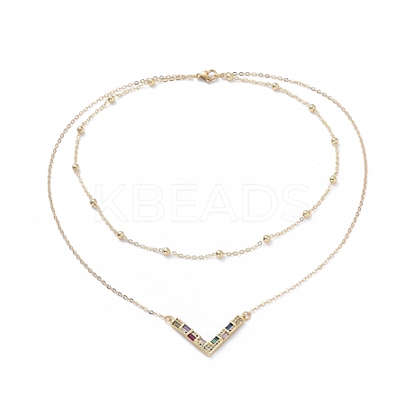 Brass Double Layered Necklaces NJEW-JN02670-1