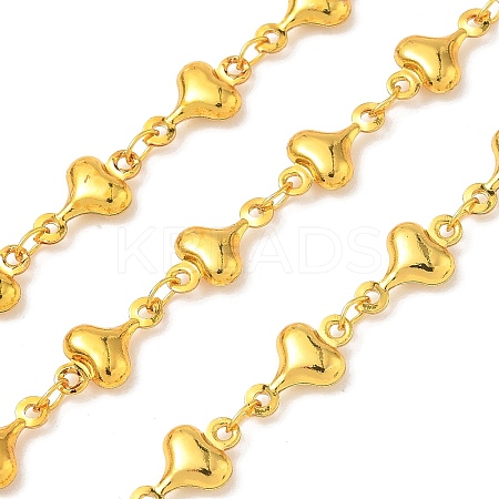 Rack Plating 304 Stainless Steel Heart Link Chains CHS-N009-01A-G-1