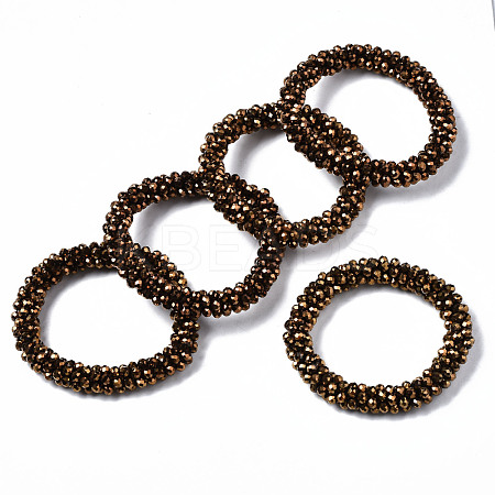 Faceted Electroplate Glass Beads Stretch Bracelets BJEW-S144-002G-05-1