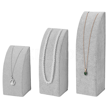 3Pcs 3 Sizes Vertical MDF Wood Covered with Velvet Necklace Display Stands NDIS-WH0023-001B-1