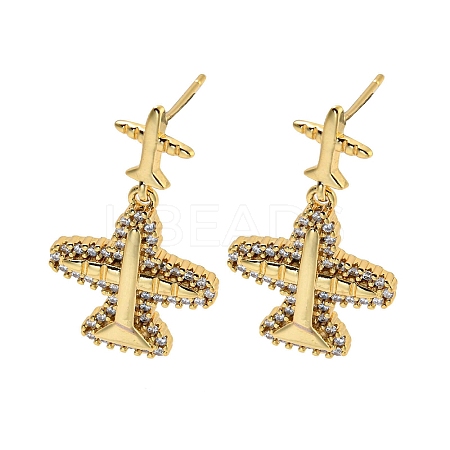 Cubic Zirconia Stud Earrings EJEW-G355-20G-1