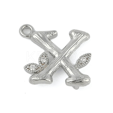 Brass Crystal Rhinestone Letter Links Connector Charms KK-S395-06P-X-1