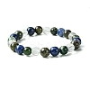 Natural Quartz Crystal &  Moss Agate & Dragon Blood Jasper & Sodalite Round Beaded Stretch Bracelets BJEW-JB10910-12-1