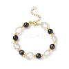 Natural Striped Agate/Banded Agate Beaded Bracelet BJEW-JB08613-4