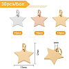 BENECREAT 30Pcs 3 Colors 304 Stainless Steel Charms STAS-BC0002-86-2