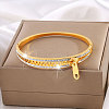 Zipper Shape 304 Stainless Steel and Crystal Rhinestone Cuff Bangles FS-WGD2D65-01-3