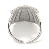 Shell Shape 304 Stainless Steel Open Cuff Finger Rings for Women RJEW-P114-02P-3