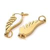 304 Stainless Steel Pave Natural White Shell Wing Connector Charms STAS-Q345-23G-2