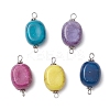 Crackle Opaque Acrylic Imitation Turquoise Oval Connector Charms PALLOY-JF03805-1