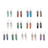 Gemstone Bullet with Flower Dangle Earrings EJEW-G300-02P-1