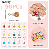 90Pcs 15 Styles Alloy Glass Pendants PALLOY-TA00166-4