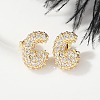 Brass Micro Pave Cubic Zirconia Stud Earrings EJEW-Z091-04G-C-5