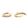 Brass Micro Pave Clear Cubic Zirconia Huggie Hoop Earring Findings LS-EJEW-O107-01G-2