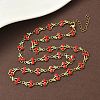 304 Stainless Steel Enamel Red Cherry Link Chain Necklaces for Women NJEW-K249-23P-3