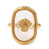 Oval with Shell Shape Resin Finger Rings STAS-Z101-07G-02-2