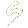 Natural Tiger Eye Round Rosary Bead Necklaces NJEW-JN05574-02-4