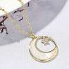 Brass Micro Pave Clear Cubic Zirconia Moon with Star Pendant Necklaces for Women NJEW-S449-02G-3