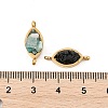 Natural Mixed Gemstone Chip 304 Stainless Steel Horse Eye Connector Charms KK-P300-12G-3