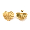 Texture Heart 304 Stainless Steel Stud Earrings for Women EJEW-U003-08G-2