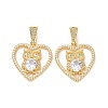 Brass Micro Pave Clear Cubic Zirconia Pendants ZIRC-F134-18G-03-2