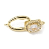 Oval Brass Micro Pave Clear Cubic Zirconia Fold Over Clasps KK-Z143-17G-1