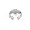 Non-Tarnish 304 Stainless Steel Flat Round with Sun Wrap Open Cuff Ring for Women LS-RJEW-S405-222P-2