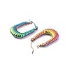 Ion Plating(IP) 304 Stainless Steel Rectangle Hoop Earrings EJEW-P198-01MC-2