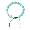 Synthetic Turquoise Round & Cross Braided Bead Bracelets BJEW-TA00321-02-1