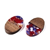 Transparent Resin and Walnut Wood Pendants RESI-T057-04F-3