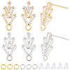 8 Pairs 2 Color Flower Shape Brass Cubic Zirconia Stud Earring Findings KK-CN0003-21-1