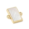 Brass Pave Natural White Shell Connector Charms KK-S522-03B-G-2