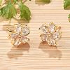 Flower Brass Micro Pave Cubic Zirconia Stud Earrings for Women EJEW-G428-28A-02-1
