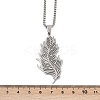 201 Stainless Steel Feather Pendant Necklaces NJEW-K283-12P-3