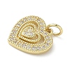 Brass Micro Pave Cubic Zirconia Heart Charms KK-L248-06G-2