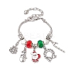 Christmas Theme Glass & Alloy European Beads Bracelets for Women BJEW-JB11198-02-1