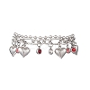 Heart 304 Stainless Steel Figaro & Ball Chains Double Layers Bracelets BJEW-JB13177-01-2