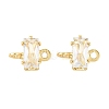 Brass Pave Cubic Zirconia Rectangle Connector Charms KK-P347-06G-03-2