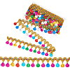Polyester Colorful Tassel Lace Trim SRIB-WH0011-308B-1